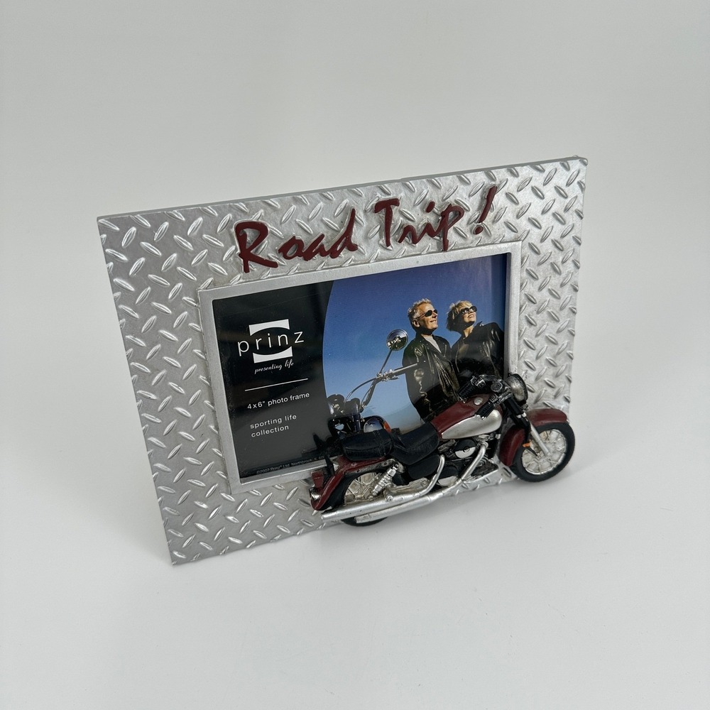 Prinz Road Trip Motorcycle 4x6 Photo Frame Diamond Plate Biker Decor 4402-641